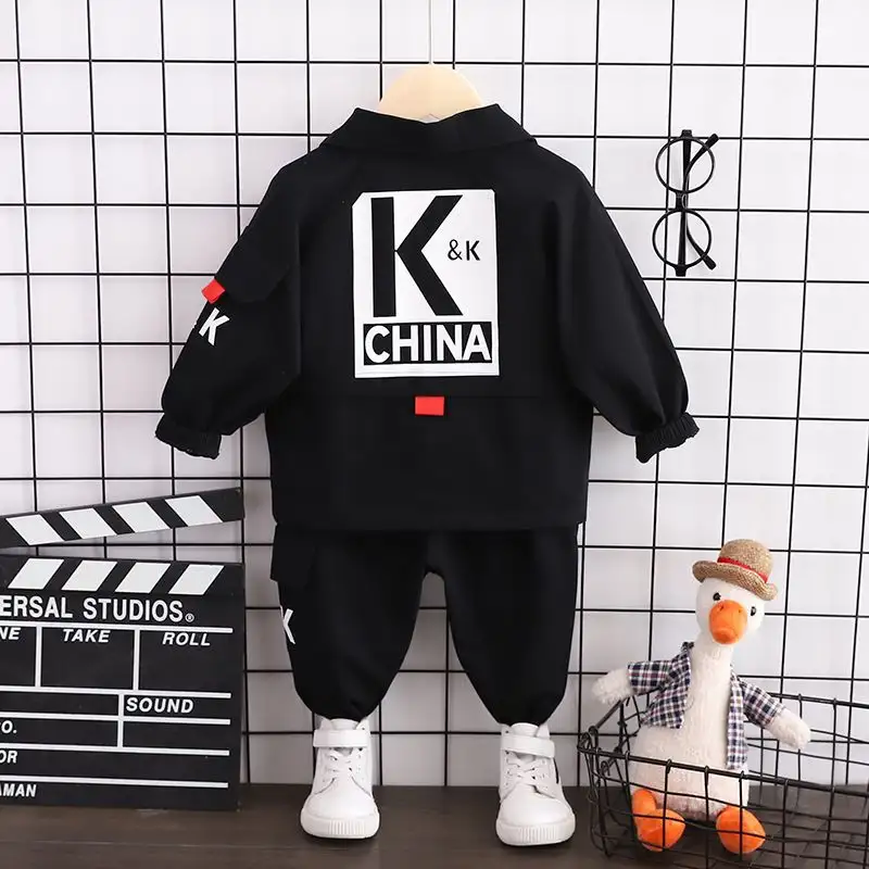Fashion Letter Jacket Long Sleeve T-shirt Jeans Three-piece Set