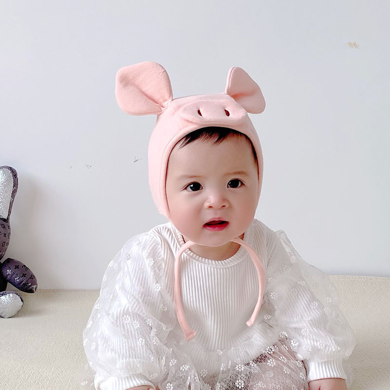 Title 8, Baby Cute Pig Earflaps Cap Fontanel Hat