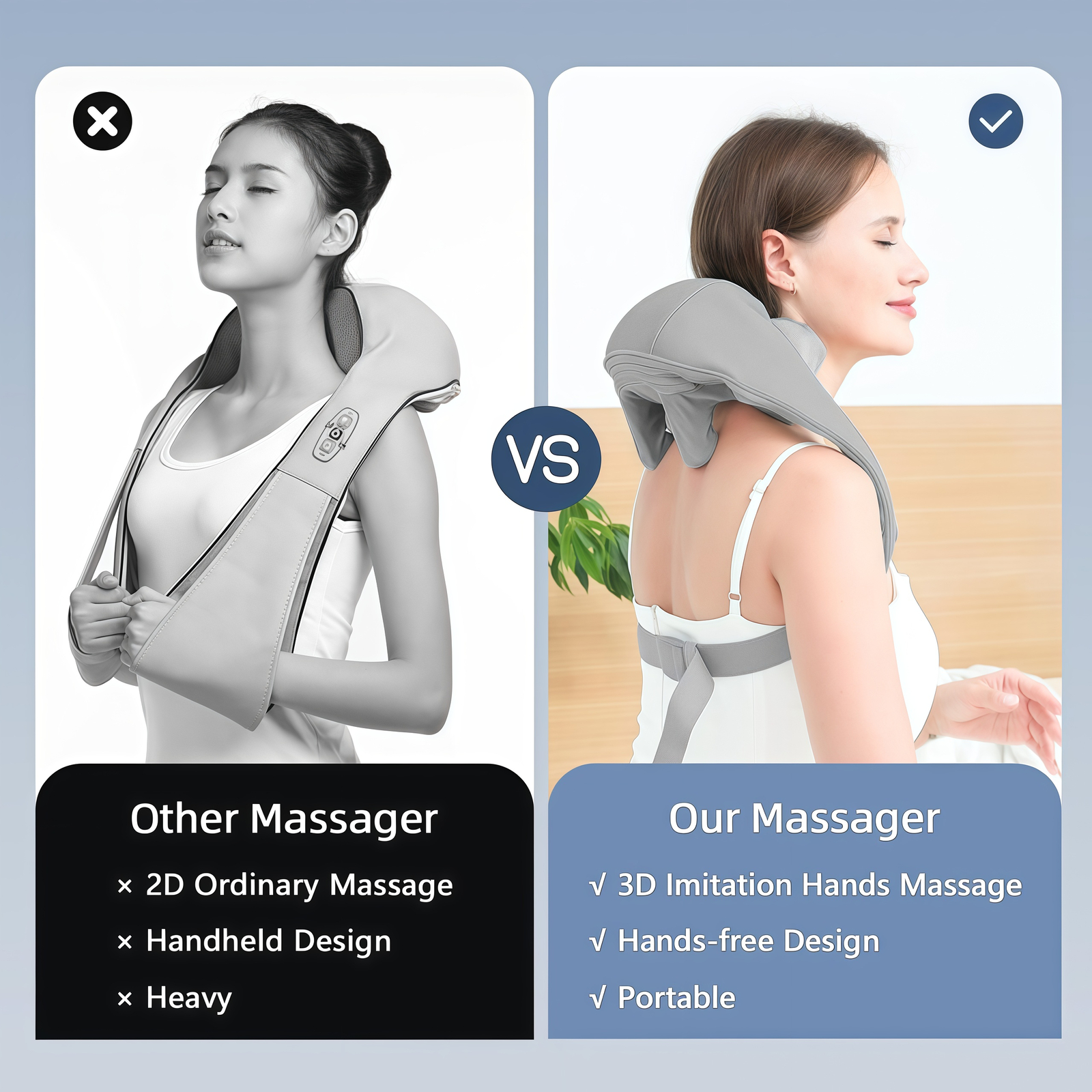 Neck And Shoulder Massager, Shiatsu, Kneading With Heat And 2 Modes
