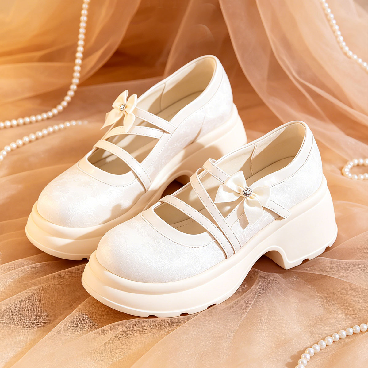 Chunky Sole Satin Pumps Side View – Sarah Express