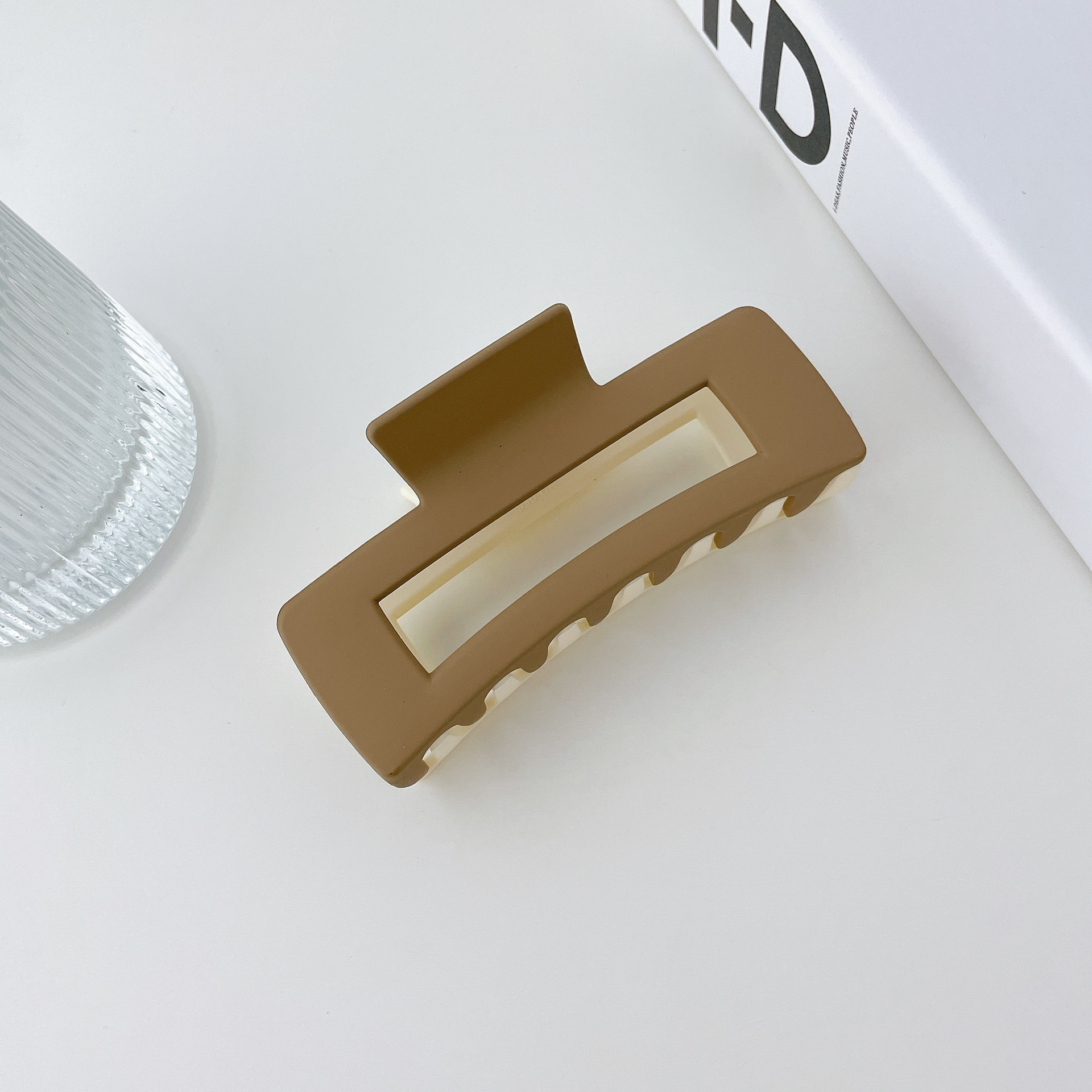 Plastic Resin Two color Hair Clip Offwhite Khaki Style - Shop at LoveMi