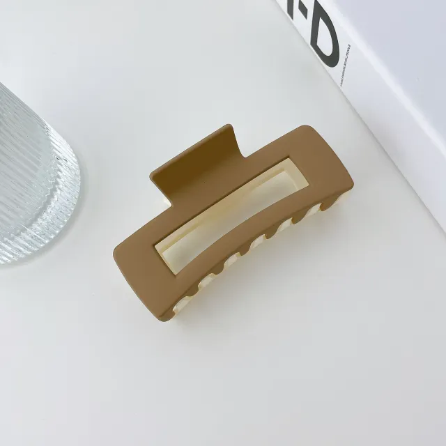 Plastic Resin Two color Hair Clip Offwhite Khaki Style - Shop at LoveMi
