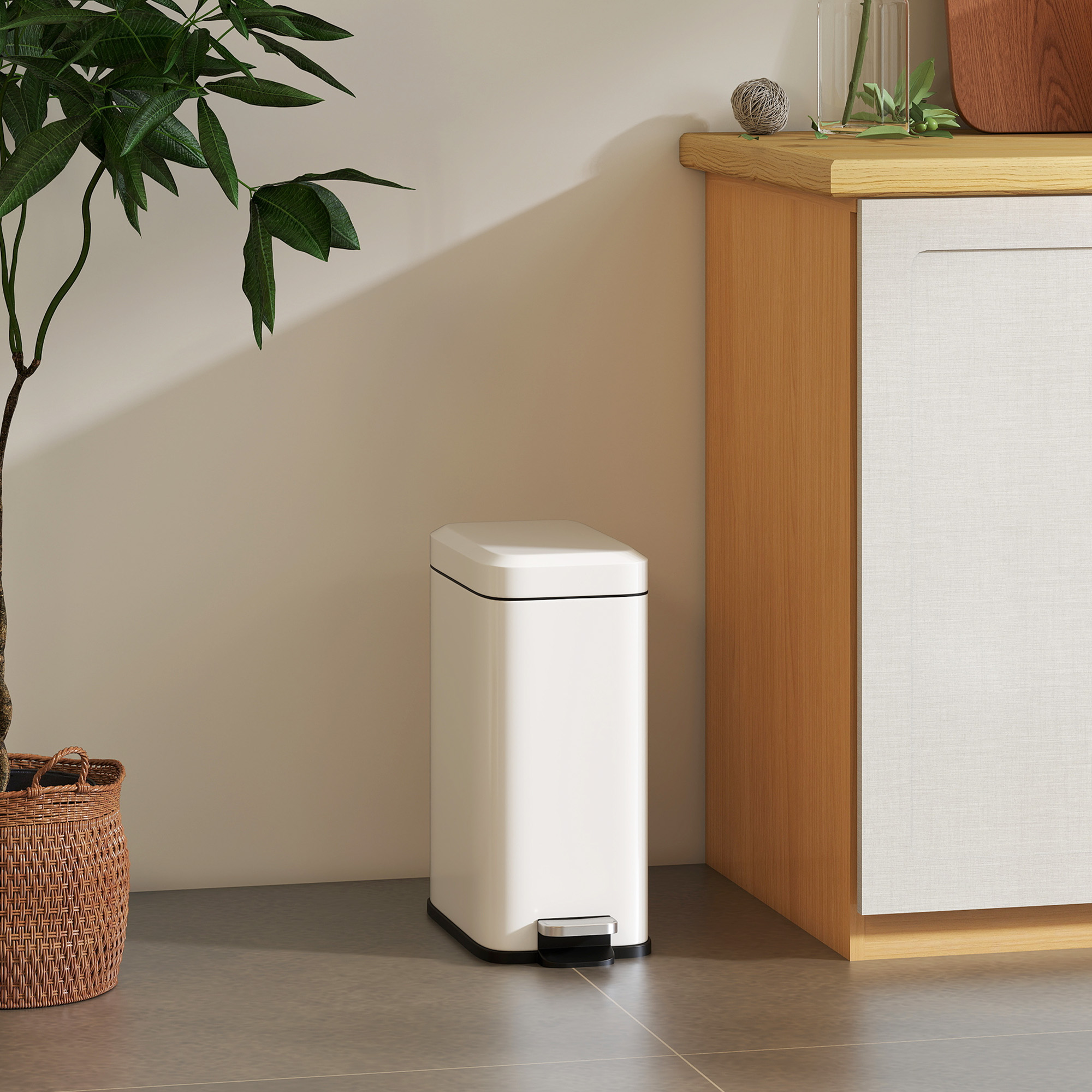 5-liter Rectangular Compact Garbage Bin, Steel Body, Detachable Silent — image 12