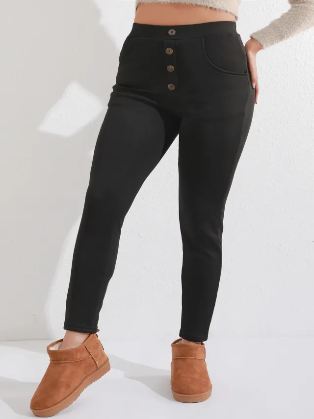 Plus Size Thermal Yoga Pants Black - Shop at LoveMi