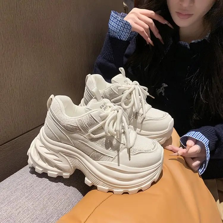 2026 Platform Rhinestone Chunky Sneakers Women, Height
