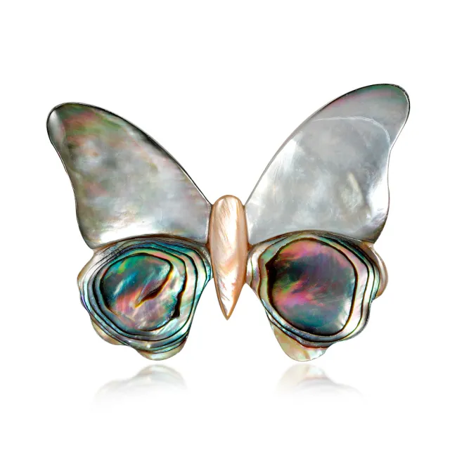 Fashion Vintage Shell Butterfly Brooch Grey - Shop at LoveMi