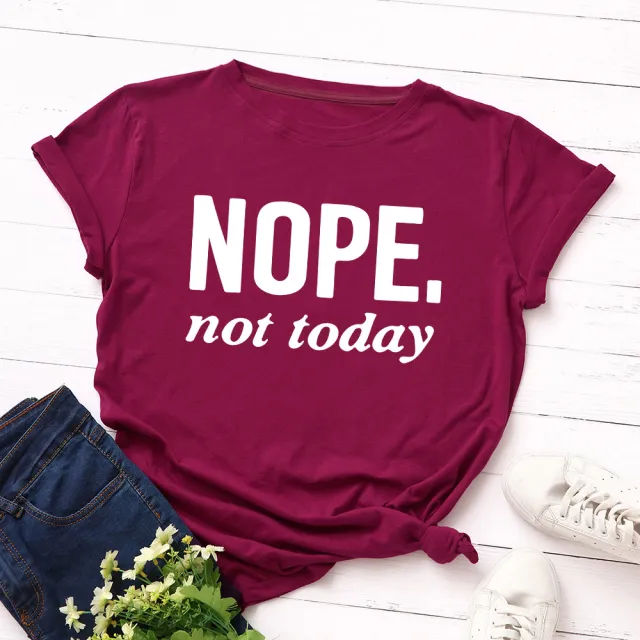 Women's Letter Loose Round Neck Short Sleeve T Shirt Wine Red - Shop at LoveMi