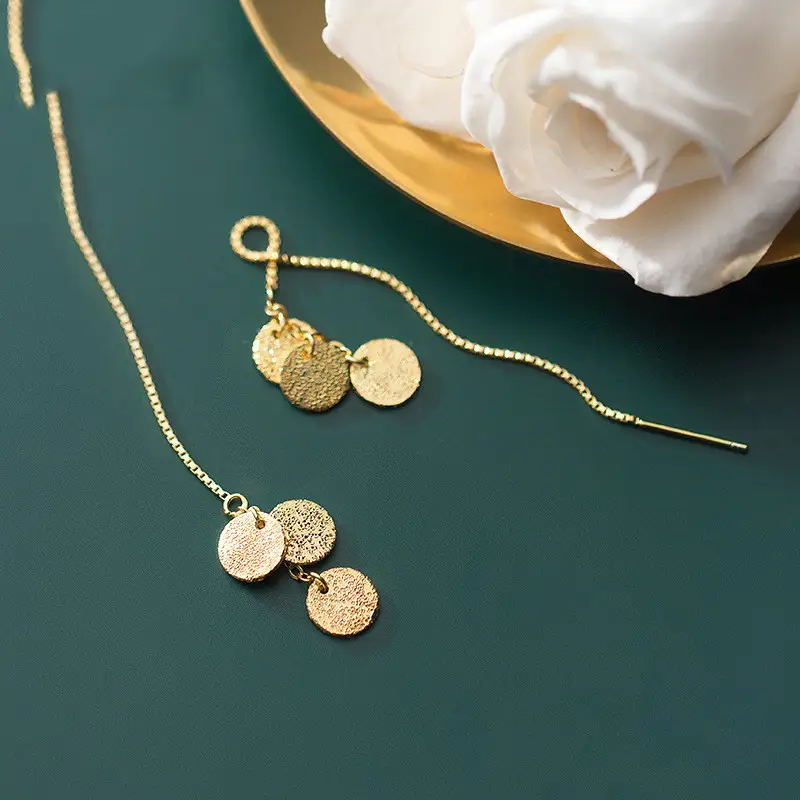 Temperament Geometric Wafer Frosted Long Ear Jewelry