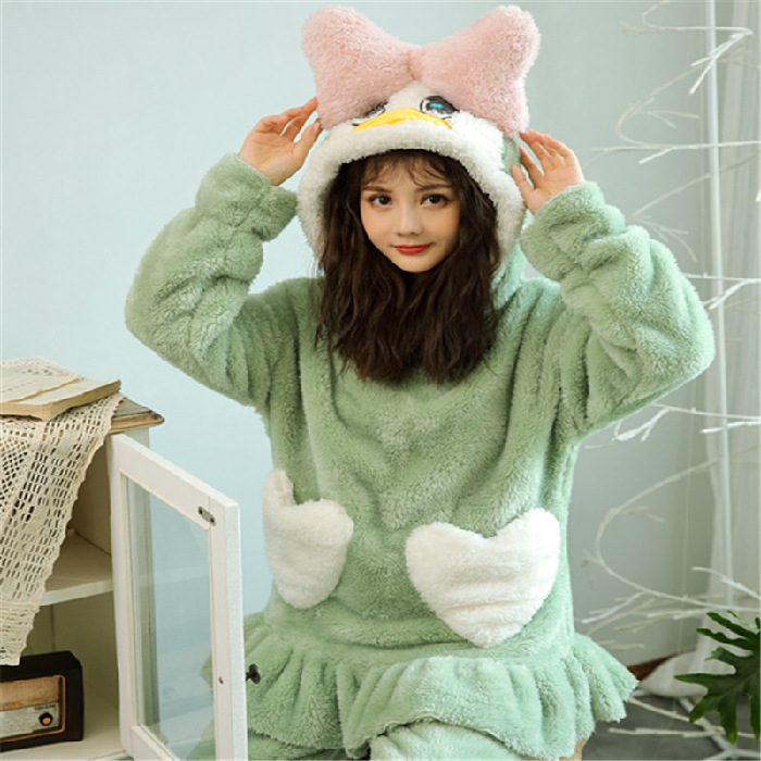 Title 13, Hooded Plush Padded Warm Home Service Suit