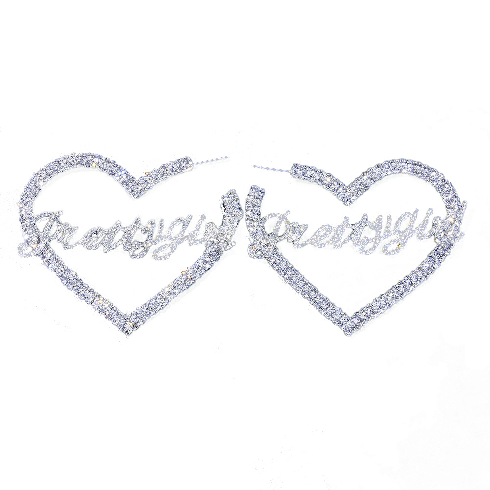 All-match Hollow Full Diamond Heart-shaped Earrings