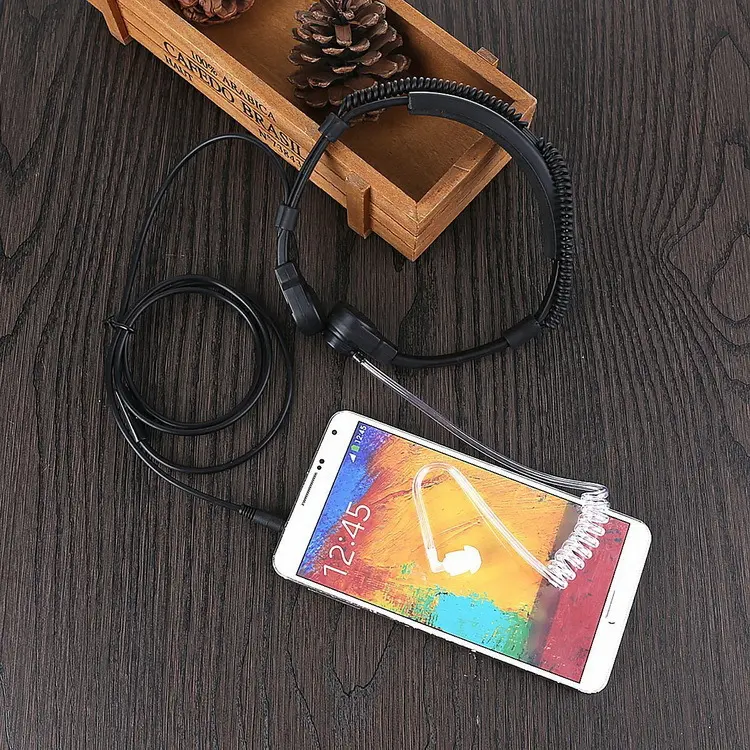 Cell Phone Throat Microphone Headset Shock Cable