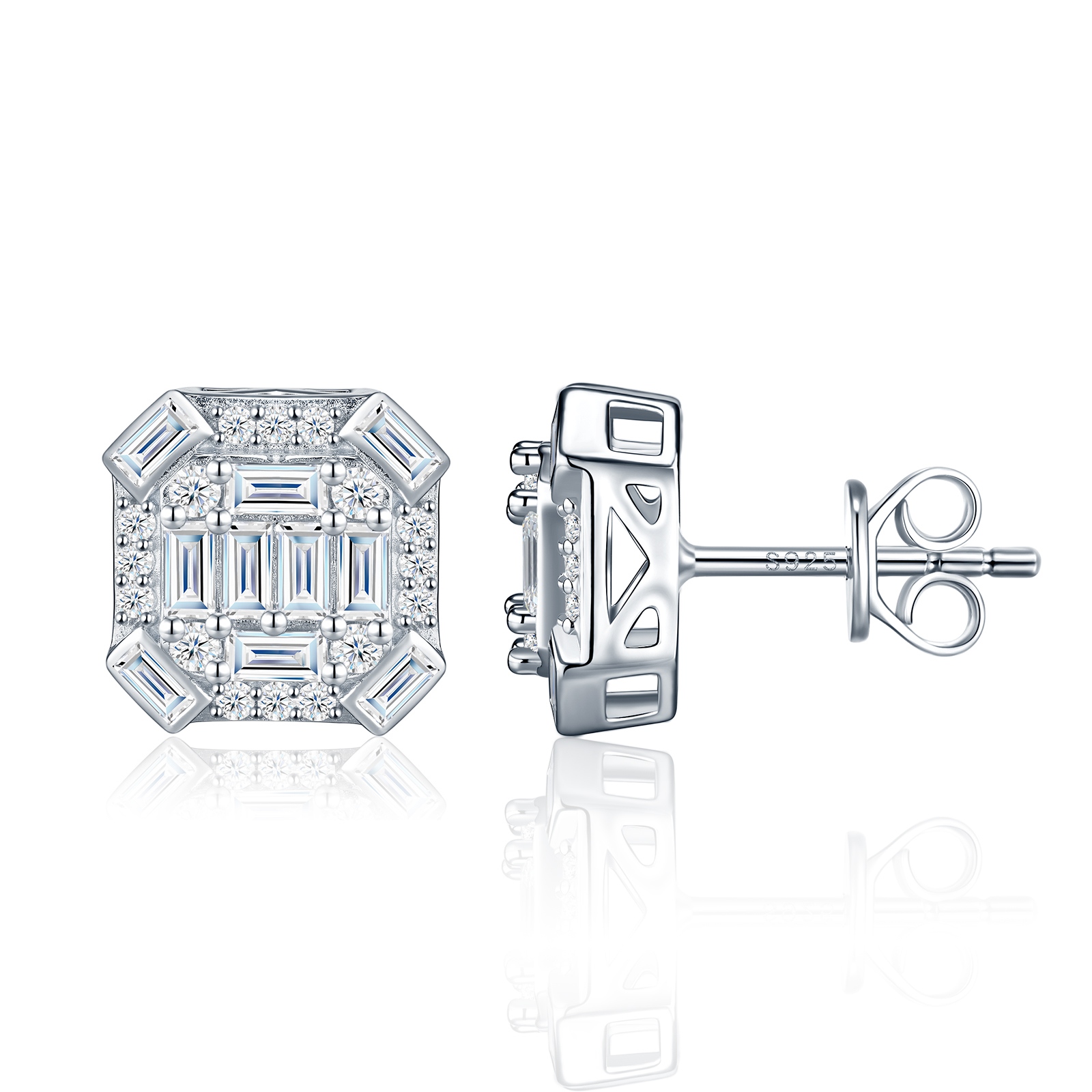 Platinum-Plated Silver Moissanite Earrings