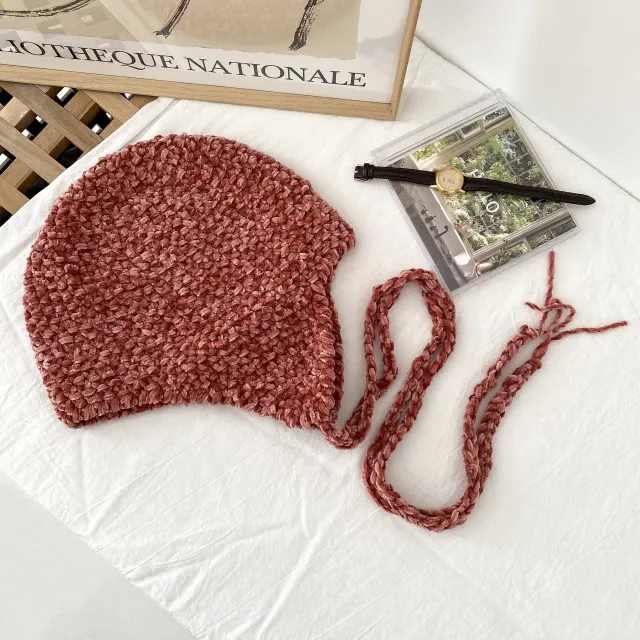 Knitted Women's Chenille Handmade Wool Design Retro Orange - Shop at LoveMi