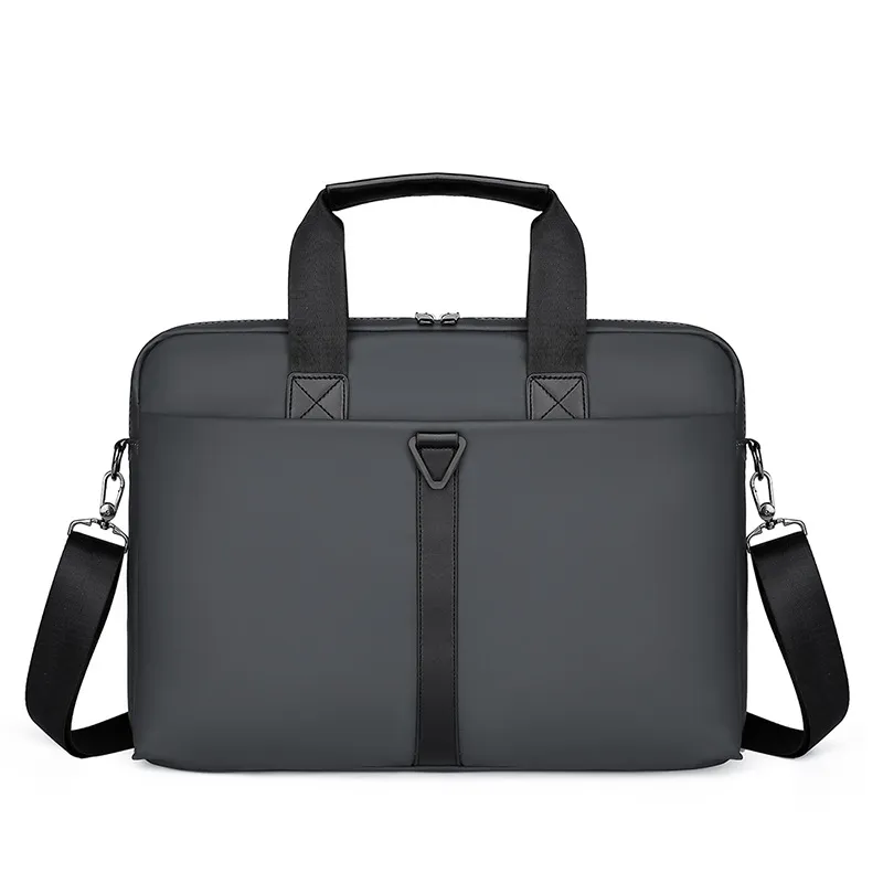 Men's PU Portable Oblique Span Business Briefcase Large Capacity Travel - Grey