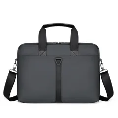 Men's PU Portable Oblique Span Business Briefcase Large Capacity Travel - Grey - View 1