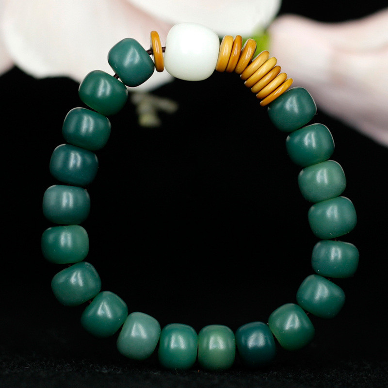 Weathered Bodhi Root 1.0X19 Barrel Beads Bracelet