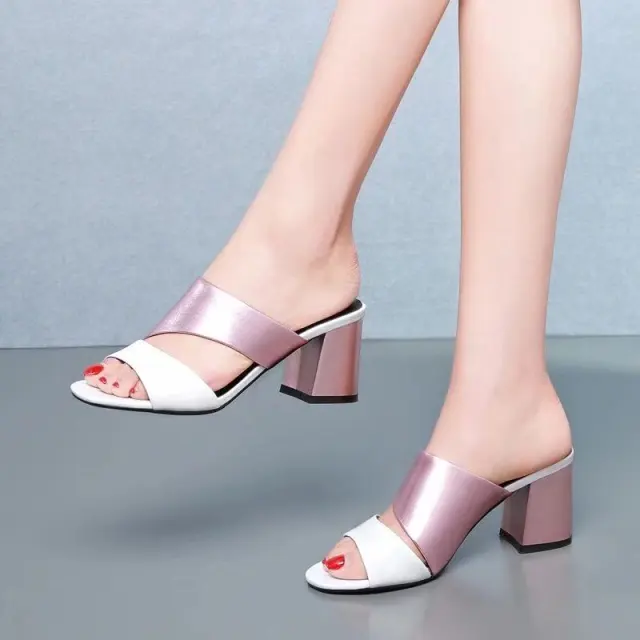 Fashion Half Slippers Women'S Outer Wear Thick Heel Mid Heel Rhinestone Crystal Sandals Women Outdoor J 37 - Shop at LoveMi