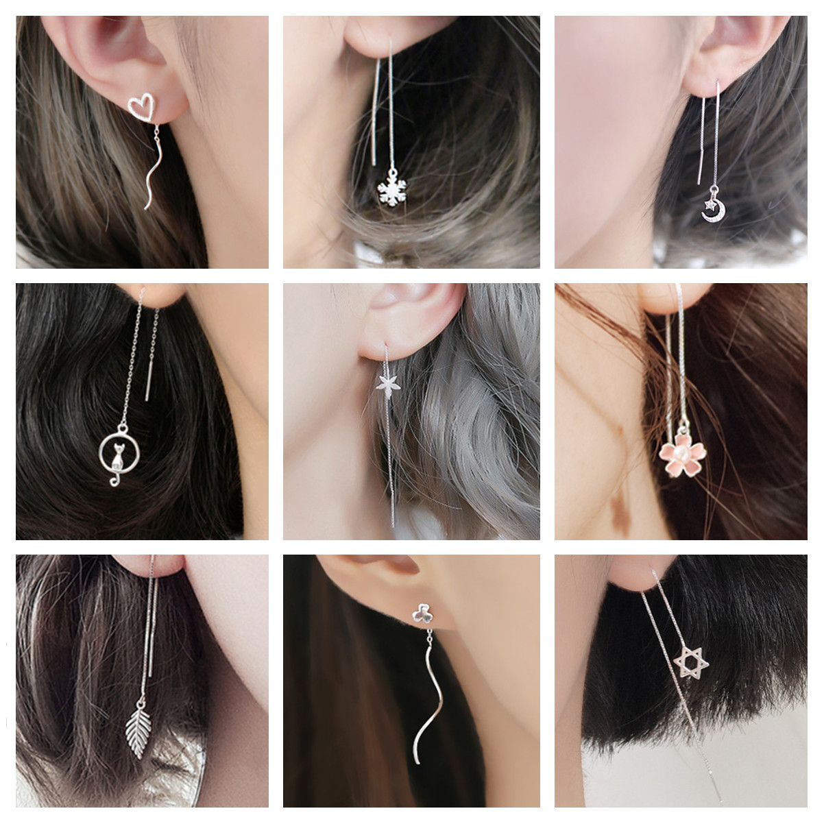 Sterling Silver Simple Versatile Personality Tassel Long Earrings