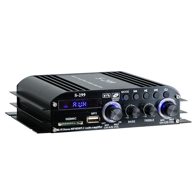 4.1 Channel Digital Amplifier With Bluetooth Home Car Marine Amp USB Player UK