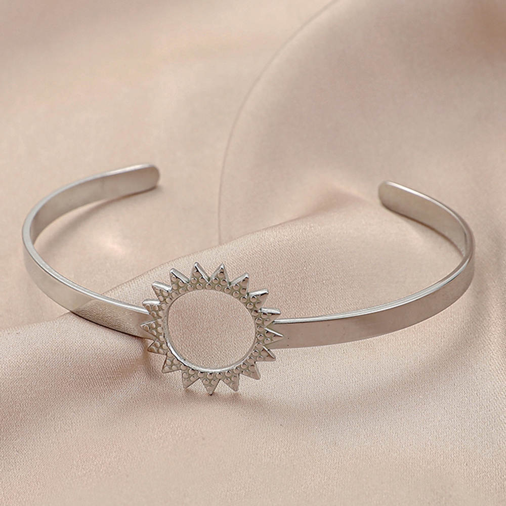 Fashion Hollow Sunflower Titanium Steel  Bracelet