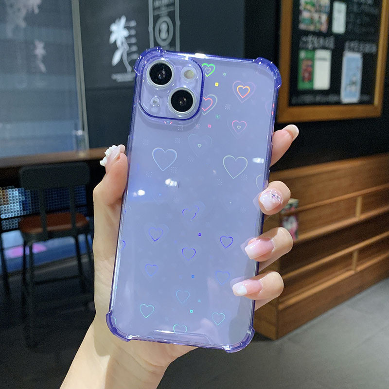 Coque de téléphone en silicone avec amour multicolore laser – orange – iPhone 7/8/SE2