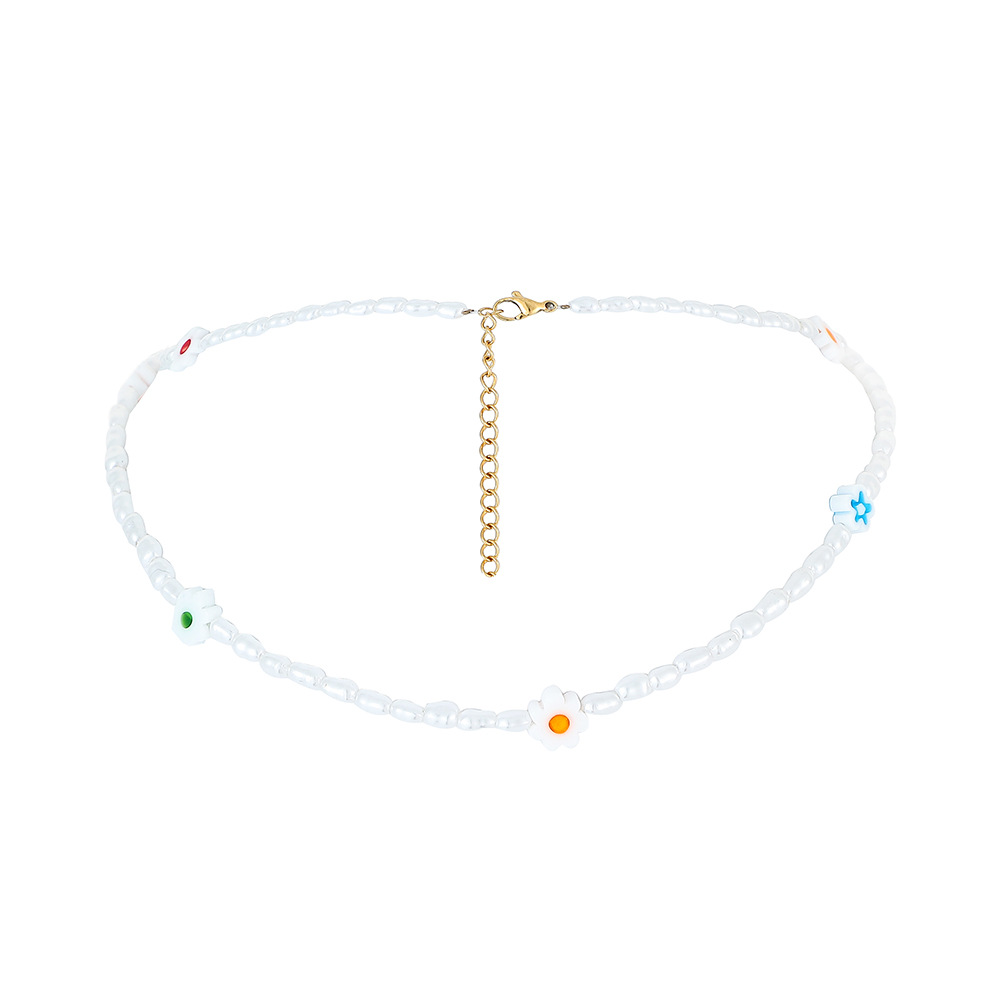 Baroque Small Flower Short Clavicle Chain Simple Pearl Necklace