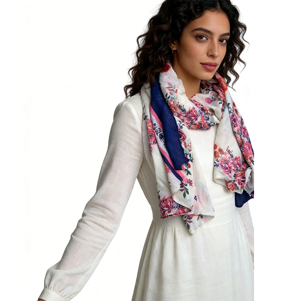 2pcs Extra Long Chic Floral Lightweight And Stylish Wrap Scarf ,Luxe Look For Evening Wear,Scarf,vacation,daily Life,evening Party,Office Appropriate Subtlety For Women Men
