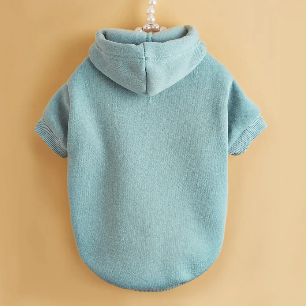 Pet Clothes Multicolor Dog Coat Pet Padded Hooded Sweater Warm Clothing - Light Blue