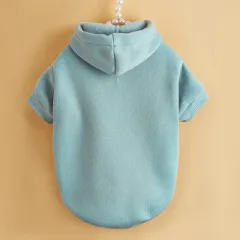 Pet Clothes Multicolor Dog Coat Pet Padded Hooded Sweater Warm Clothing - Light Blue - View 1