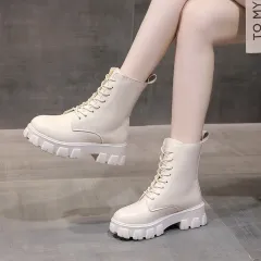 Autumn Winter New British Style Ankle Boots - White - View 1