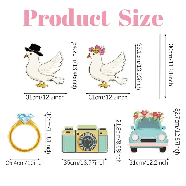 Wedding Theme Party Yard Signs With Stakes Pigeon Ring Camera Pattern Road Decoration Wedding Reception Plastic Welcome Sign Large Bridal Shower Pa... Style1 - Shop at LoveMi