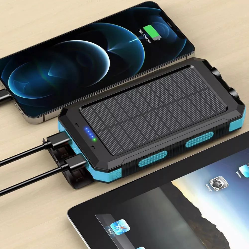 1o000mAh Solar Power Bank Waterproof 2USB LED