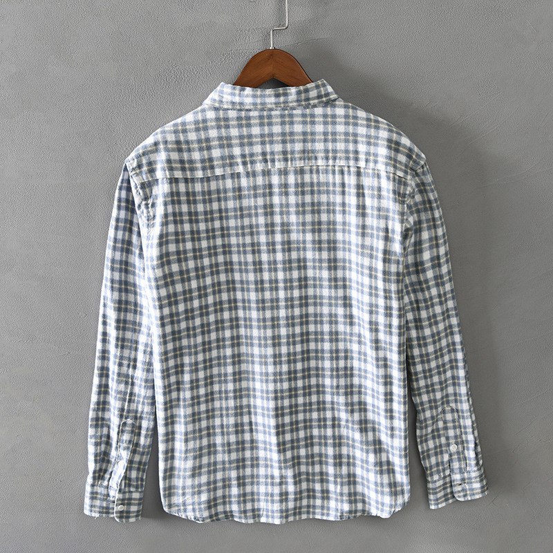 Men's Fashion Simple Casual Plaid Long Sleeve Shirt