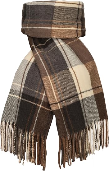 Women's Vintage Plaid Winter Scarf, Oversized Blanket Shawl Wrap With Tassel Fringe product image
