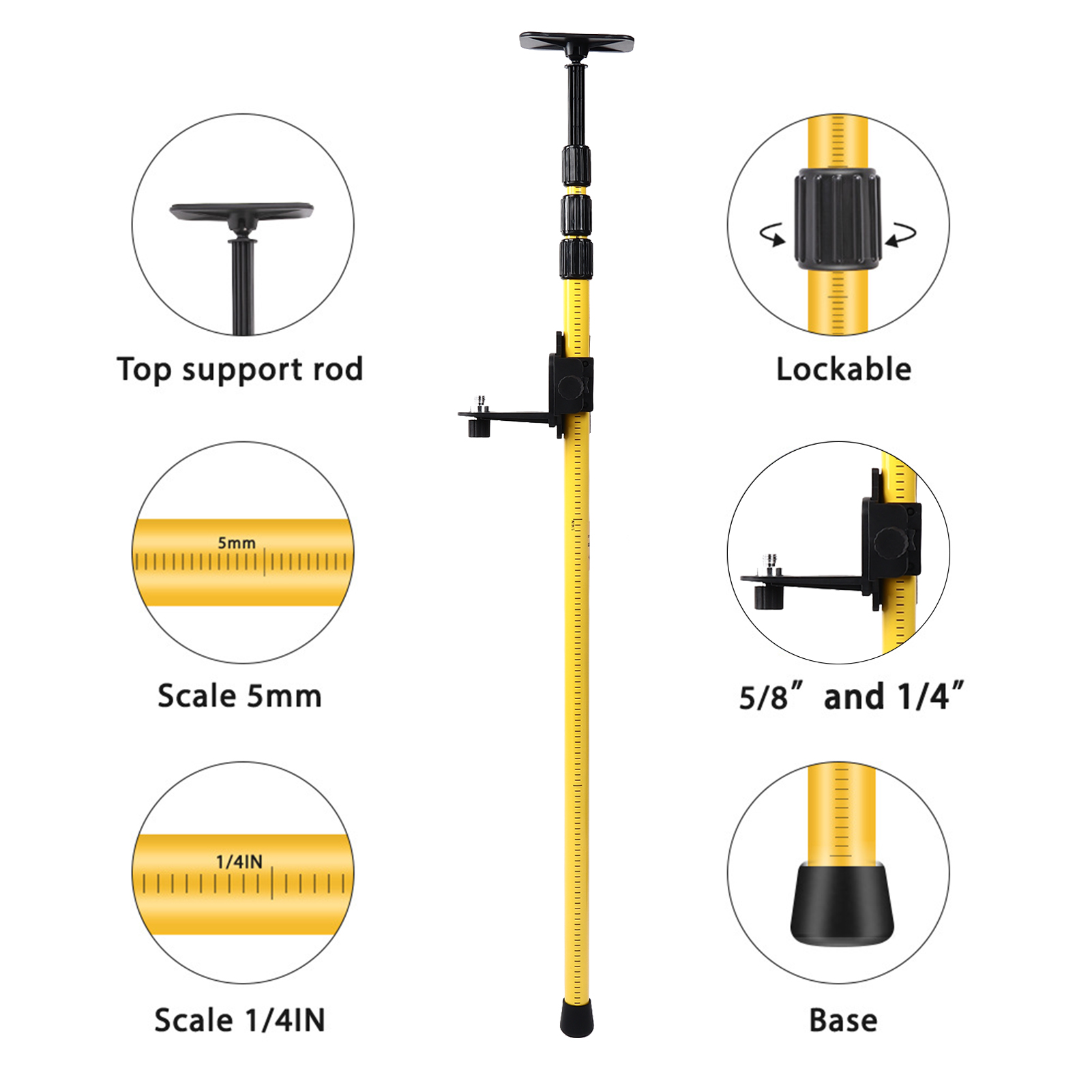 2.8 Meter Laser Leveling Telescoping Pole Adjustable Mounting For Rotary — image 6