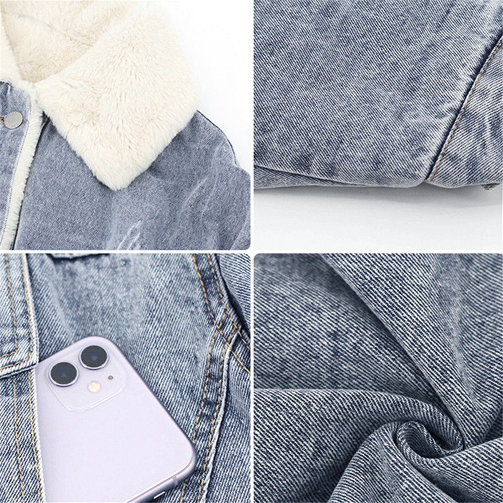 Lamb Wool Denim Jacket Female Autumn And Winter All-match