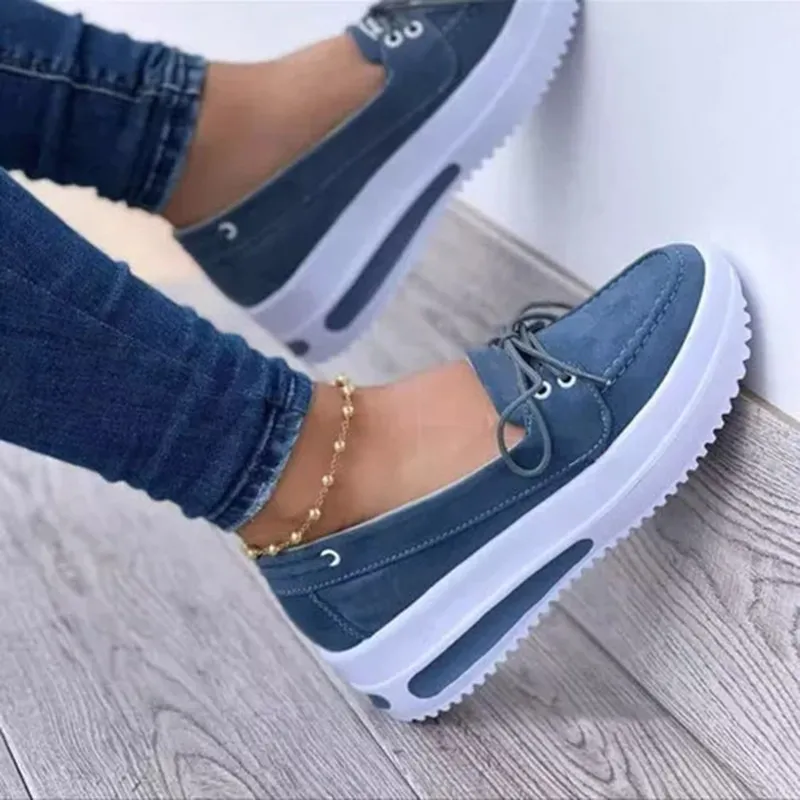 Casual Shoes Fashion Platform Heel Platform Peas Loafers - Blue
