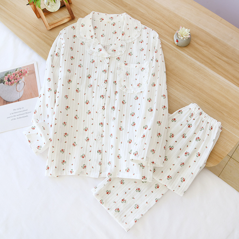 Title 6, Womens Spring And Autumn Jacquard Cotton Pajamas