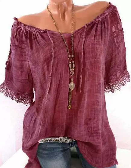 Ladies' Lace Short-sleeved Top
