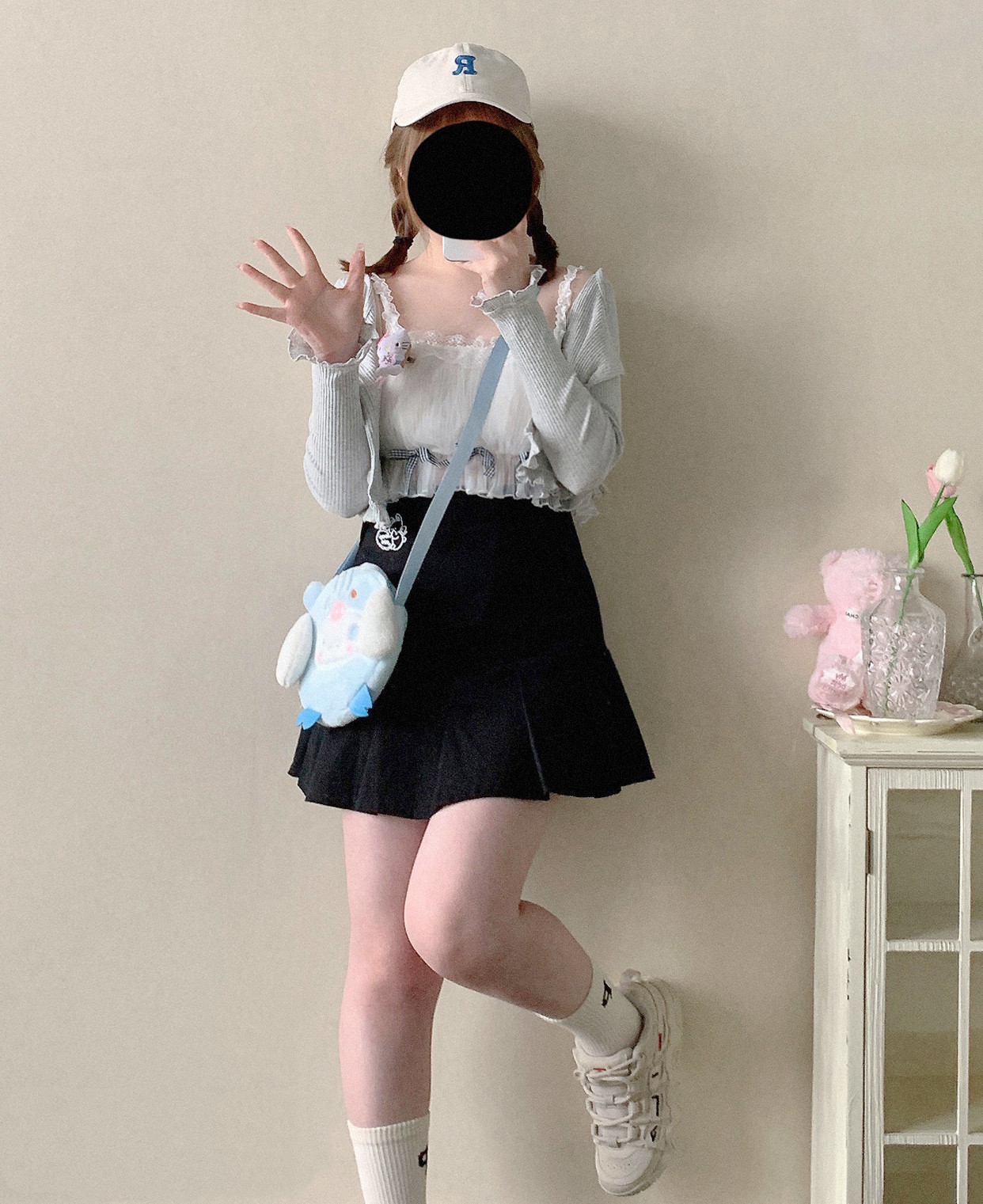 Vertical Mesh French Style Simple Bow Lace Small Suspender