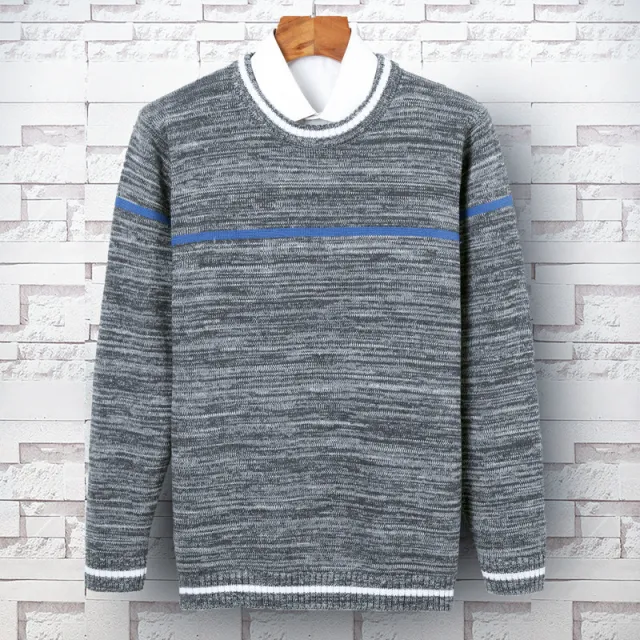 New Men's Round Neck Knitted Bottoming Shirt Thin Section Grey2 - Shop at LoveMi