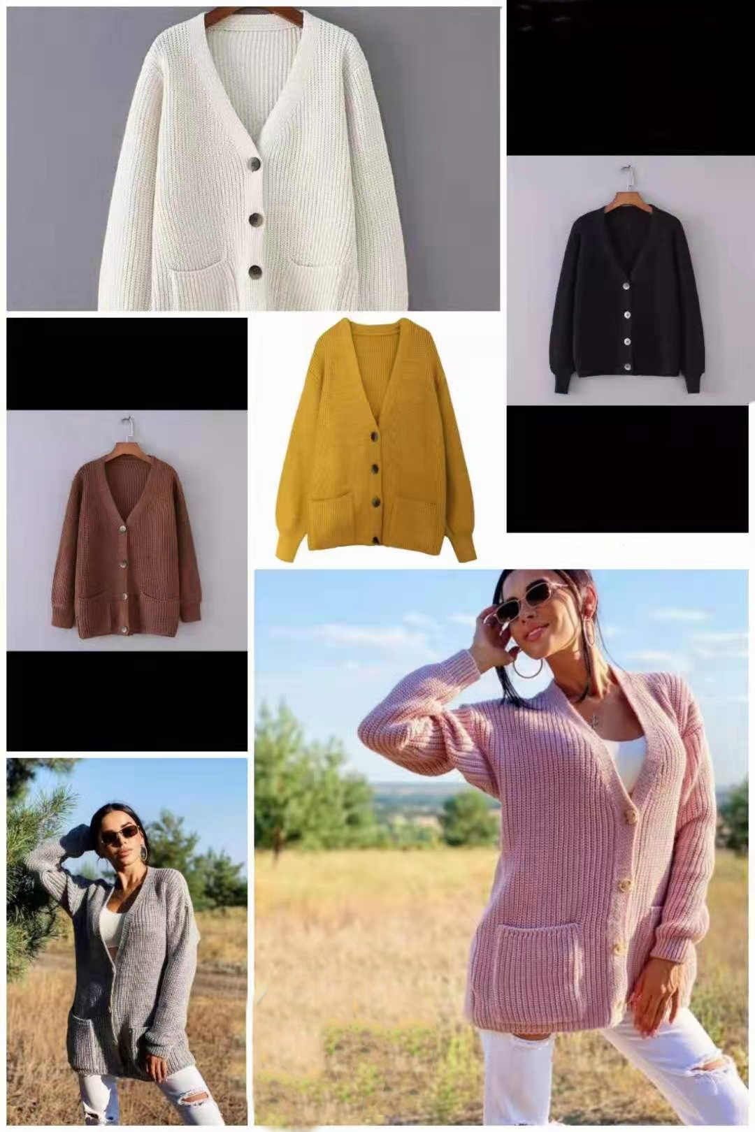 Title 3, Herbst- und Winter-Damen-Strickjacke, lockerer ...