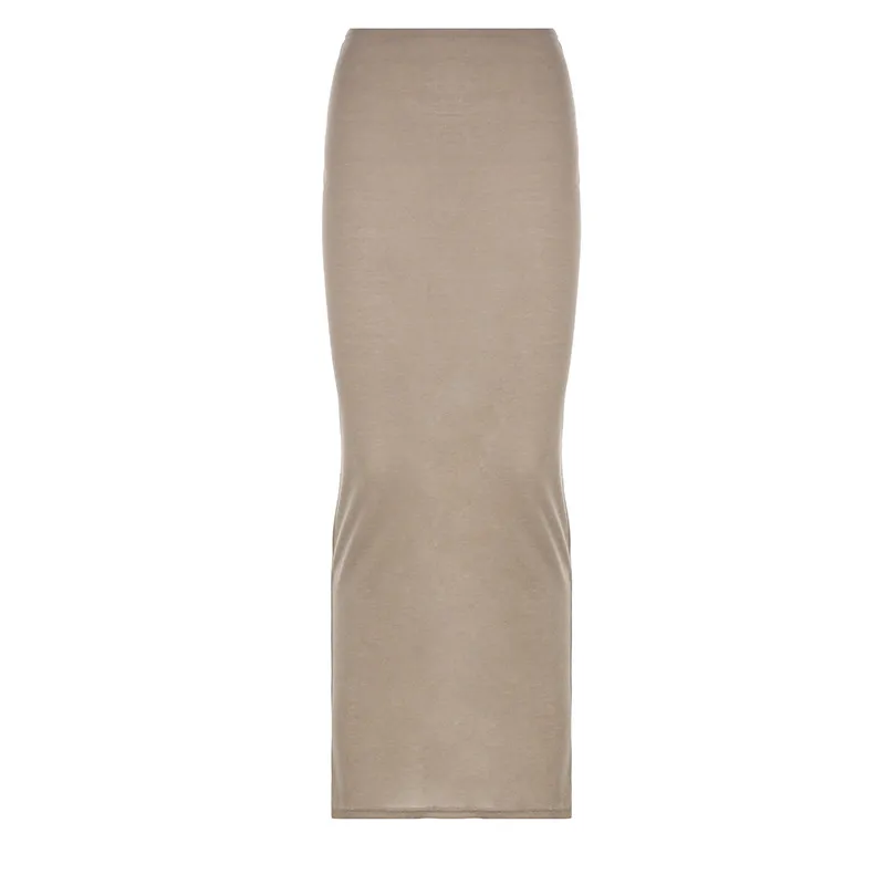 Solid Color Versatile Casual Style Slim Skirt - Khaki