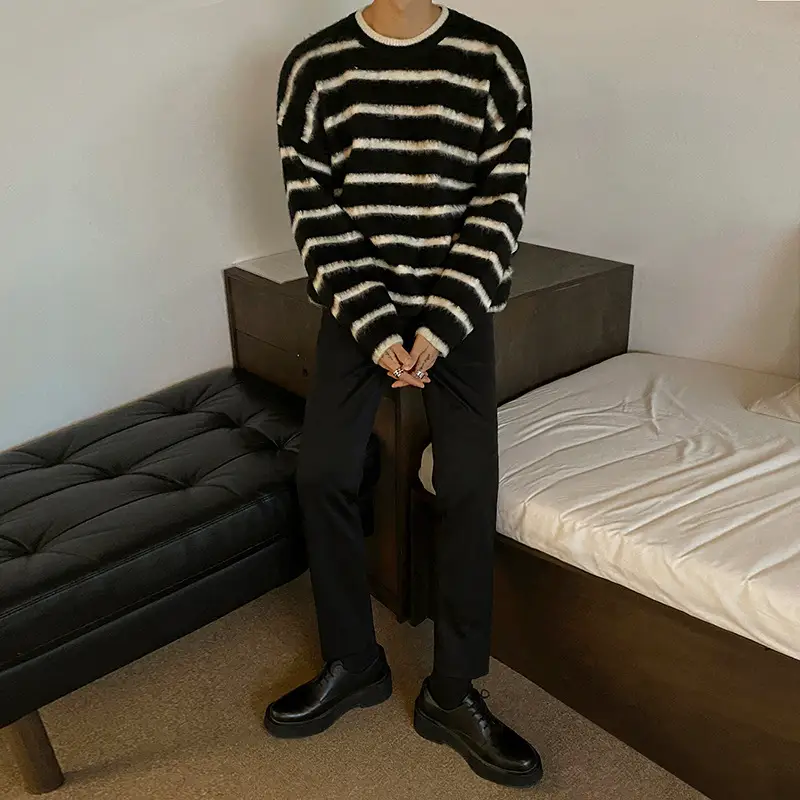 Striped Sweater Men's Autumn And Winter Korean Style Trend Loose