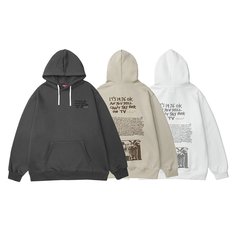 Fun Letter Print Men's Hoodie Long Sleeve