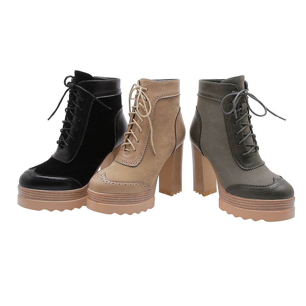 European And American Waterproof Platform Super High Heel Short Boots Women