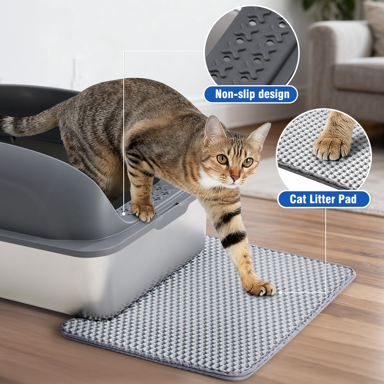 Stainless Steel Cat Litter Box With Lid, Large Cat Litter Box For Big Cats, Scoop And Mat Included image 23