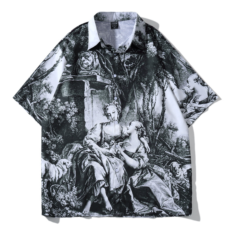 Title 2, Summer Shirt Mens Digital Printing Casual Lape...