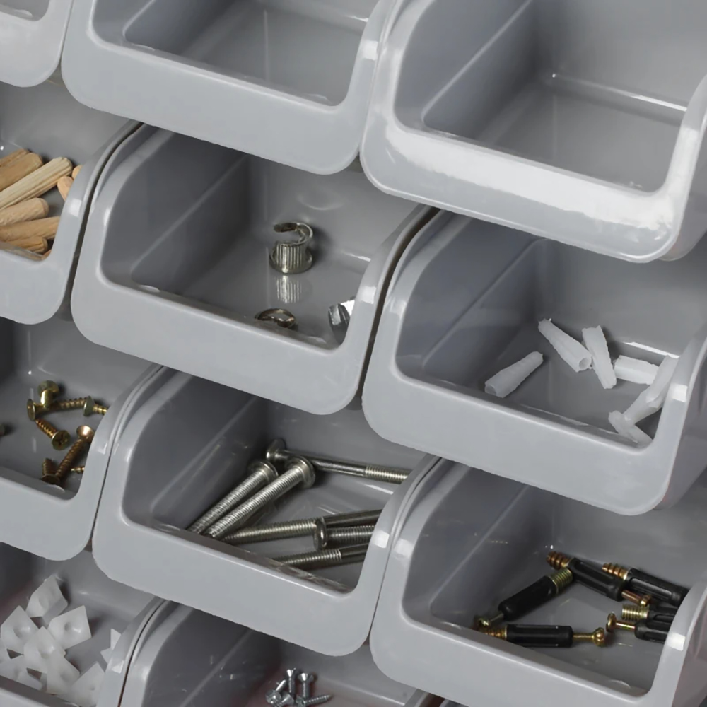 44 PCS Wall Mounted Pegboard Tool Organizer Rack Kit With Various Sized Storage Bins, Pegboard And Hooks, Orange