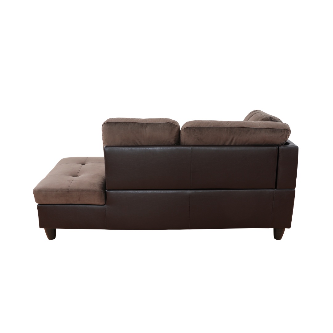Pickup Only--Dark Brown Flannel And PVC 3-Piece Couch Living Room Sofa Set